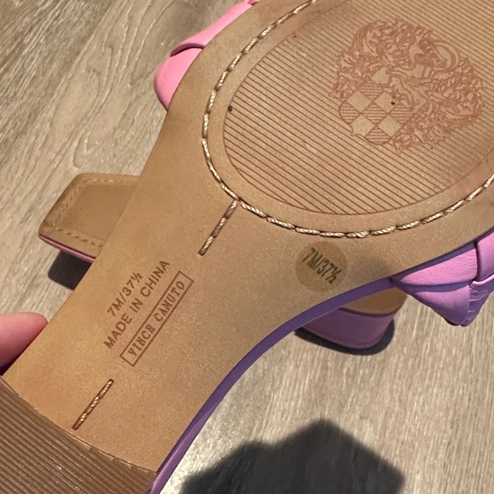 Vince Camuto Pink Woven Heeled Sandals - Picture 5 of 5